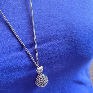 26" Silver Tone Layered Woven Pendant Necklace NWT